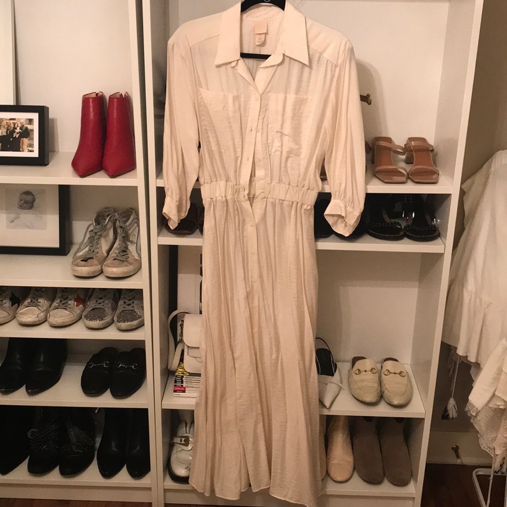 H&M Cream Maxi Dress Sz 2